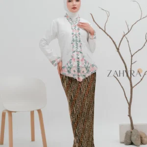 Kebaya Encim Motif Melati Bordir Lengan Panjang Two Tone